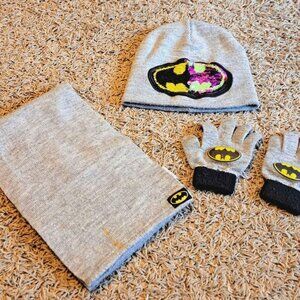 Kids Batman Stocking hat, scarf and  gloves set